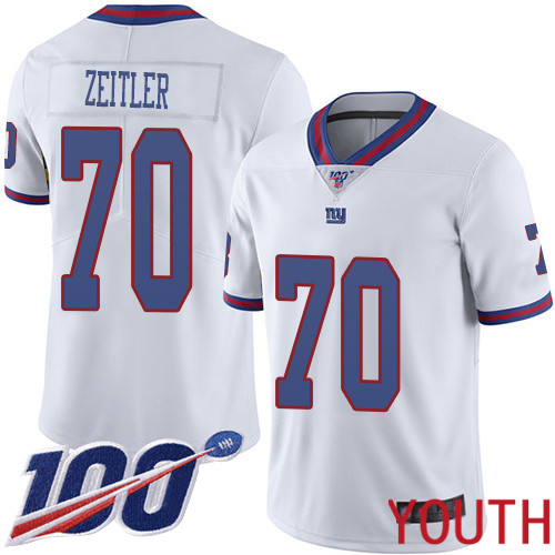 Youth New York Giants #70 Kevin Zeitler Limited White Rush Vapor Untouchable 100th Season Football NFL Jersey->youth nfl jersey->Youth Jersey